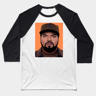 Ice Cube Portrait- Orange Background Baseball T-Shirt